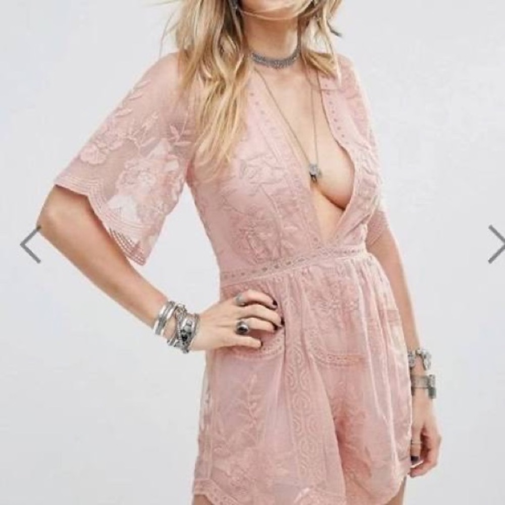 Honey Punch As You Wish Embroidered Lace Romper